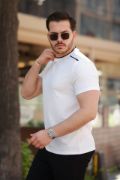 Erkek Omuzlar çizgi Detaylı Kısa Kollu T-shirt resmi